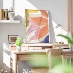 affiche abstraite et coloree de fleurs graphiques aux couleurs vives bureau.webp