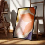 affiche abstraite et coloree de fleurs graphiques aux couleurs vives encadre.webp