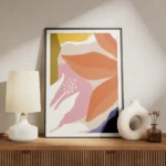 affiche abstraite et coloree de fleurs graphiques aux couleurs vives meuble.webp