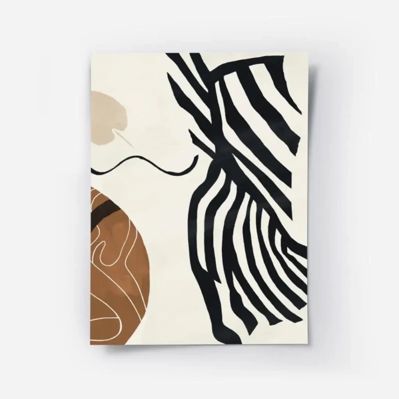 affiche abstraite formes organiques noir beige et marron inspiration feminine.webp