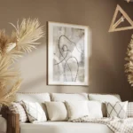 affiche abstraite gris beige avec des lignes noires et blanches evoquant une fig salon.webp