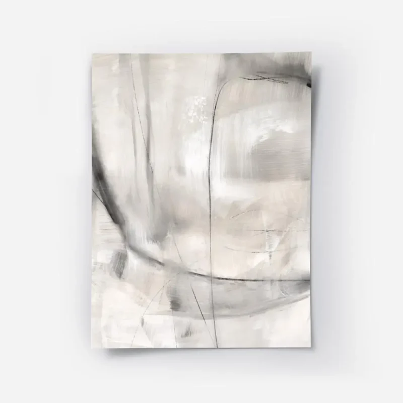 affiche abstraite gris blanc avec des coups de pinceau visibles et des lignes no.webp