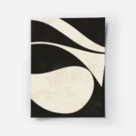 affiche abstraite minimaliste avec des formes courbes beiges sur fond noir textu.webp