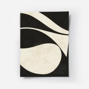 affiche abstraite minimaliste avec des formes courbes beiges sur fond noir textu.webp