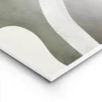 affiche abstraite aux formes vertes et beiges avec des lignes blanches et une te lightpanel.webp