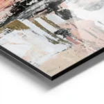affiche abstraite aux teintes rose beige blanc et noir avec des touches dorees t aluminium.webp