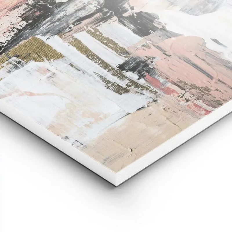 affiche abstraite aux teintes rose beige blanc et noir avec des touches dorees t lightpanel.webp