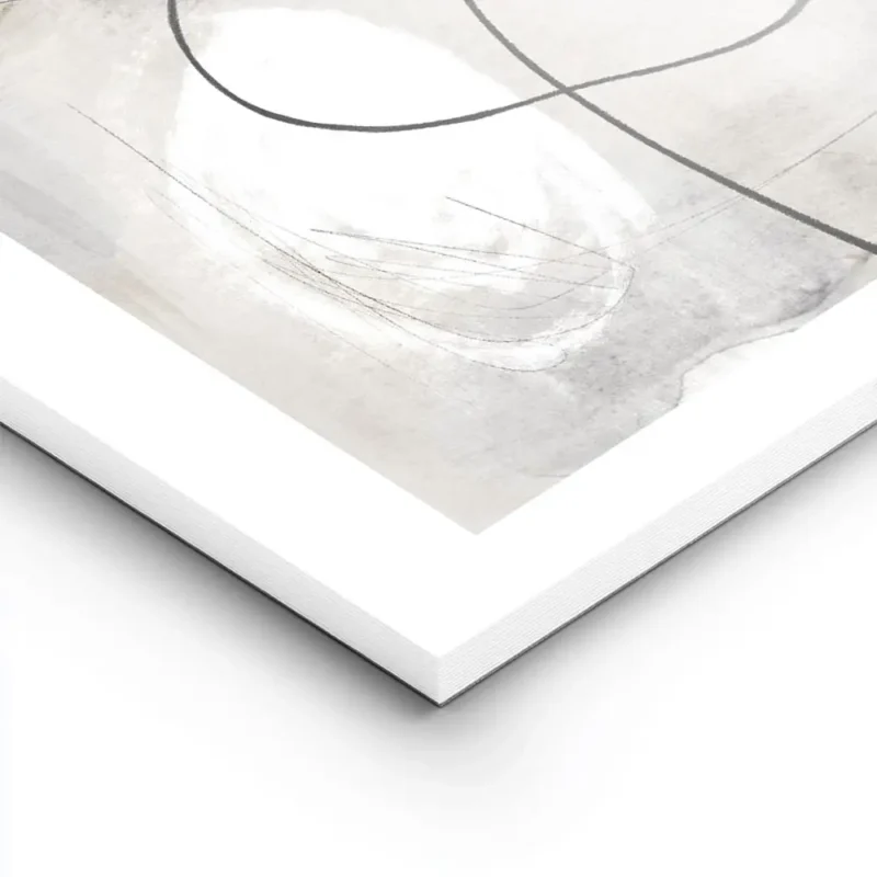 affiche abstraite aux tons gris beige avec des lignes noires et blanches et des lightpanel.webp