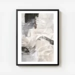 affiche abstraite aux tons gris beige noir et marron avec un motif de couleur to avec cadre.webp