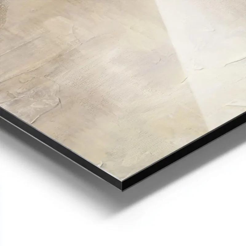 affiche abstraite aux tons neutres beige marron et creme avec des textures de co aluminium.webp