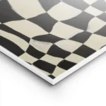 affiche abstraite avec des carreaux noirs et blancs ondules creant un motif dami lightpanel.webp