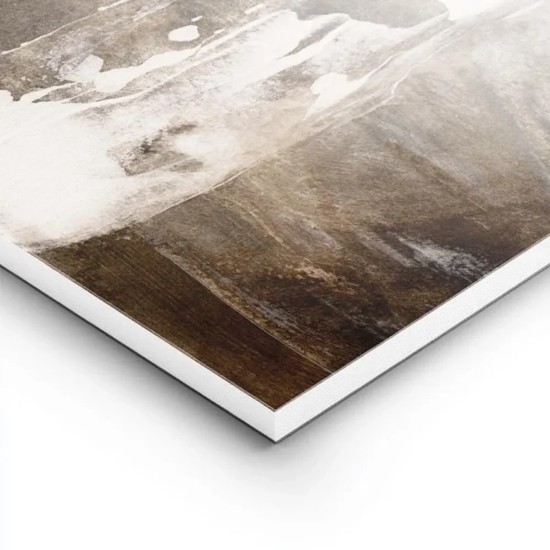 affiche abstraite avec des coups de pinceau dynamiques en blanc beige et marron lightpanel.webp