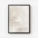 affiche abstraite avec des coups de pinceau textures en beige rose et blanc aspe avec cadre.webp