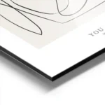 affiche abstraite avec des figures humaines stylisees en une seule ligne noire c aluminium.webp