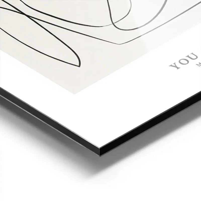 affiche abstraite avec des figures humaines stylisees en une seule ligne noire c aluminium.webp