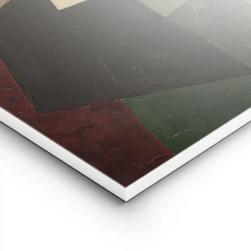 affiche abstraite avec des formes geometriques beige vert marron et gris sur un lightpanel.webp
