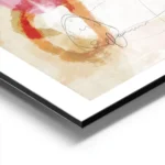 affiche abstraite avec des formes orange rose noir blanc sur fond beige et vert aluminium.webp