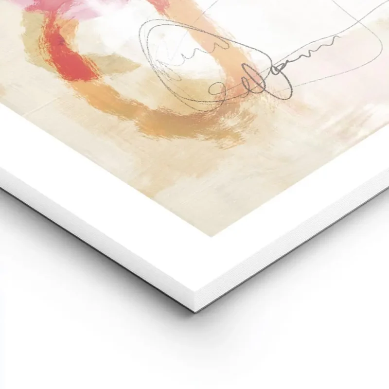 affiche abstraite avec des formes orange rose noir blanc sur fond beige et vert lightpanel.webp