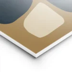 affiche abstraite avec des formes organiques arrondies bleu fonce et beige sur u lightpanel.webp