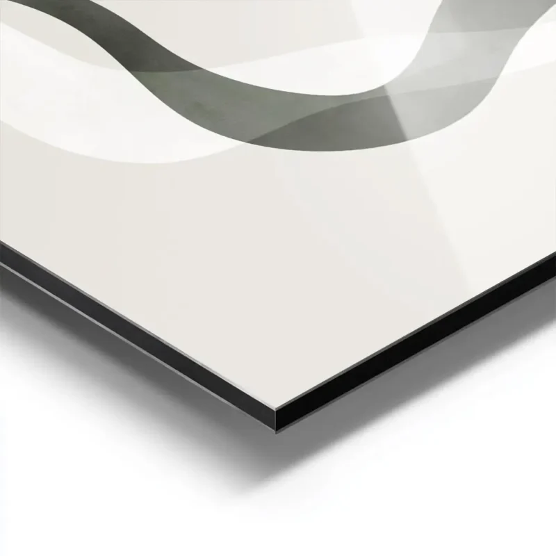 affiche abstraite avec des formes organiques irregulieres en vert beige et blanc aluminium.webp