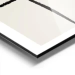 affiche abstraite avec des lignes noires epaisses sur un carre beige clair fond aluminium.webp
