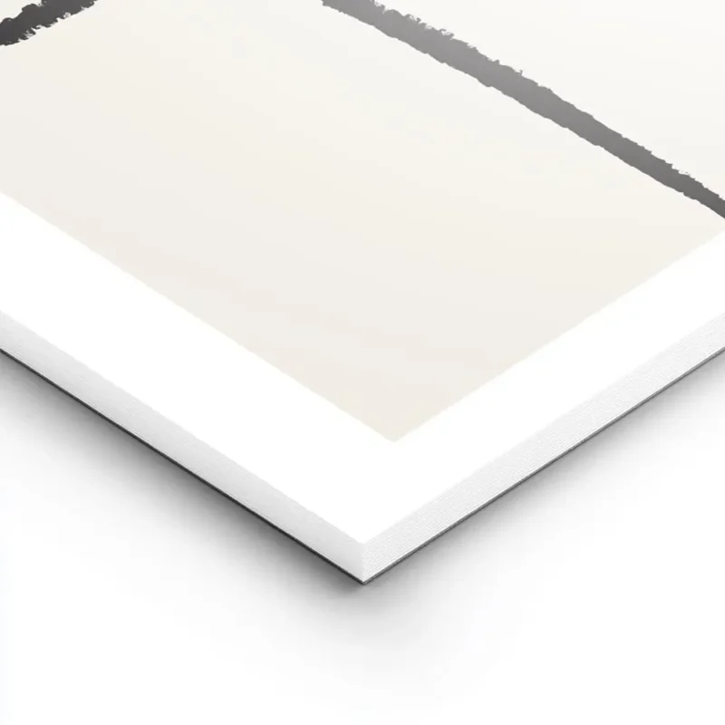 affiche abstraite avec des lignes noires epaisses sur un carre beige clair fond lightpanel.webp