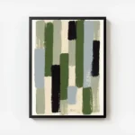 affiche abstraite avec des taches de peinture verticales de differentes couleurs avec cadre.webp