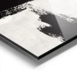 affiche abstraite avec des traits de pinceau noirs epais sur un fond gris clair aluminium.webp