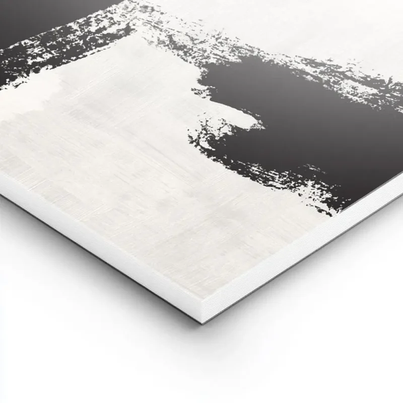 affiche abstraite avec des traits de pinceau noirs epais sur un fond gris clair lightpanel.webp