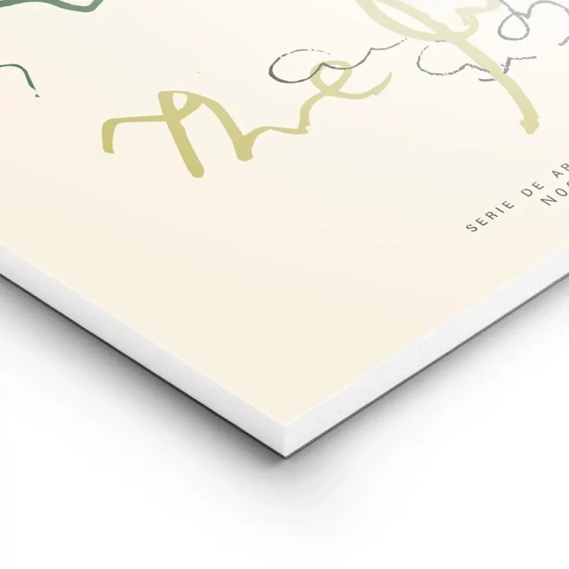 affiche abstraite avec des visages esquisses aux lignes vertes bleues et noires lightpanel.webp