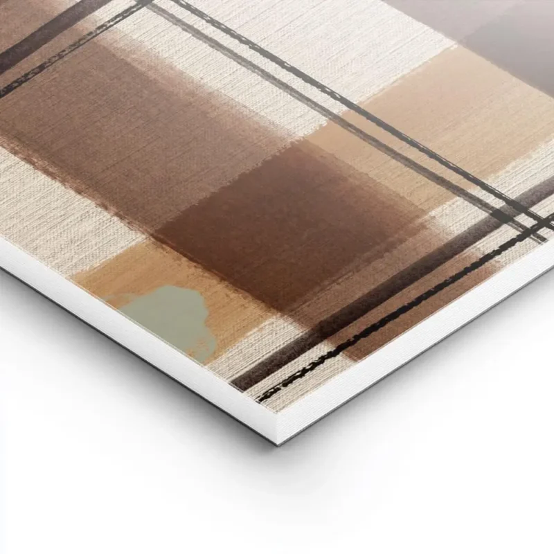 affiche abstraite avec un motif gingham des lignes beige marron et blanc et des lightpanel.webp