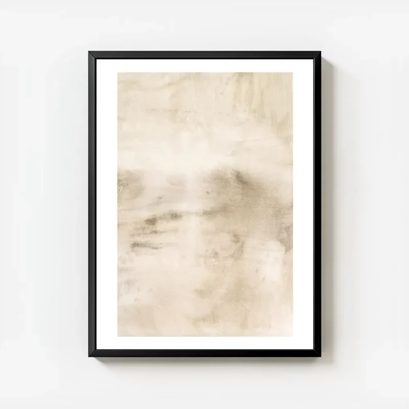 affiche abstraite beige avec motif texture peinte a la main avec cadre.webp