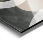 affiche abstraite beige avec un visage feminin stylise de profil et des formes o aluminium.webp