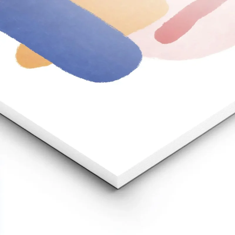 affiche abstraite coloree avec des formes des yeux et une main bleue sur fond bl lightpanel.webp