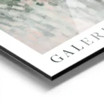 affiche abstraite de carres arrondis verts blancs et roses avec texte noir galer aluminium.webp