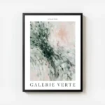affiche abstraite de carres arrondis verts blancs et roses avec texte noir galer avec cadre.webp