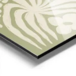 affiche abstraite de jardin vert avec des fleurs et des feuilles de couleur ecru aluminium.webp