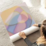 affiche abstraite de nuances douces et floues formes pastel etherees de rose ble au sol.webp