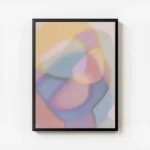affiche abstraite de nuances douces et floues formes pastel etherees de rose ble avec cadre.webp