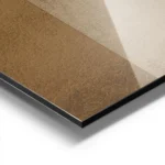 affiche abstraite de textures en cuir marron toile beige et fond couleur creme aluminium.webp