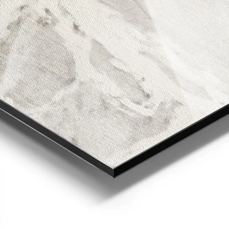 affiche abstraite de vagues et de lignes organiques beiges blanches et grises su aluminium.webp