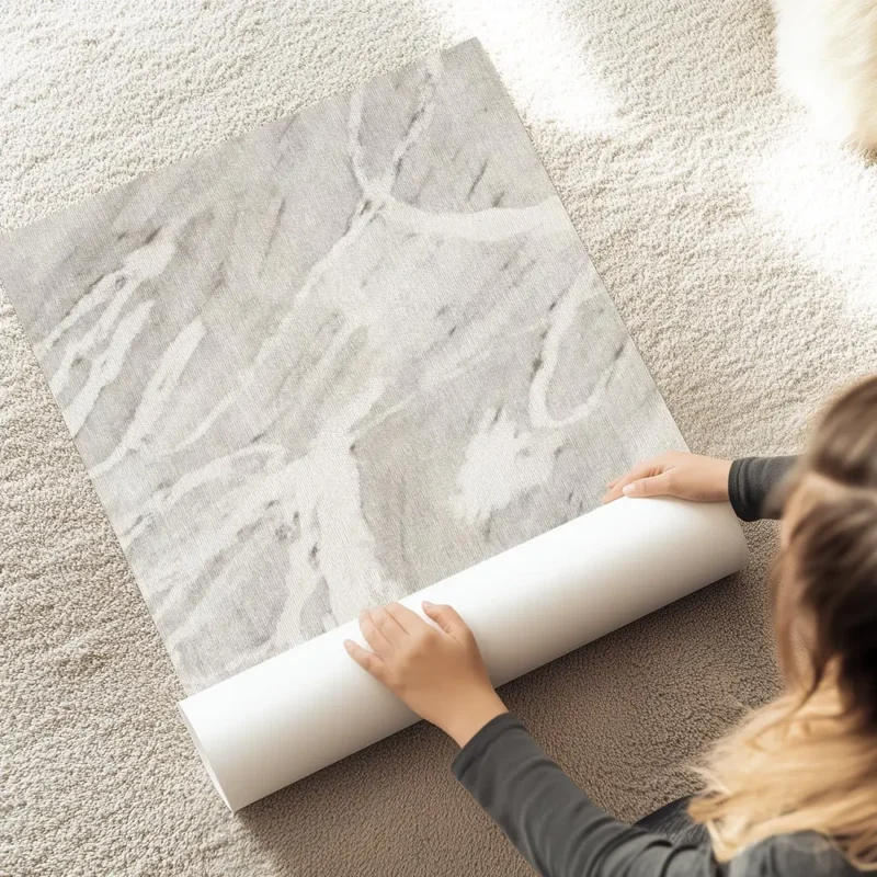 affiche abstraite de vagues et de lignes organiques beiges blanches et grises su au sol.webp