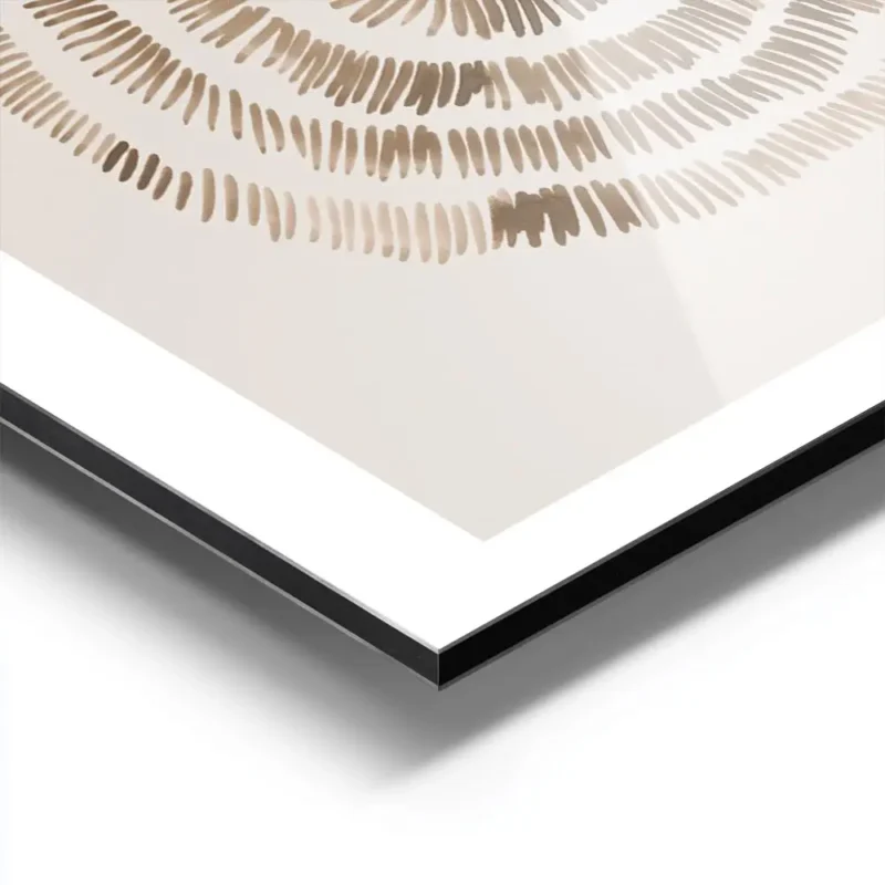 affiche abstraite deco avec deux formes circulaires superposees de couleur marro aluminium.webp