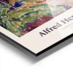 affiche abstraite dun paysage avec une maison des arbres et des couleurs vives aluminium.webp