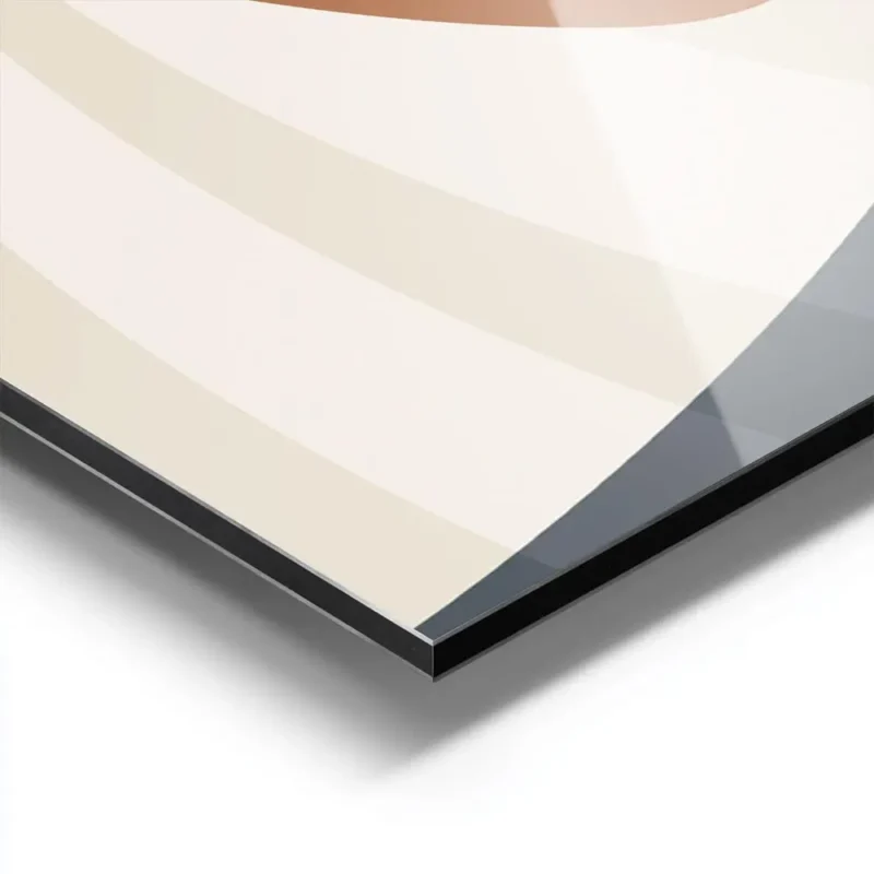affiche abstraite dun voilier orange et bleu marine sur locean avec des lignes d aluminium.webp