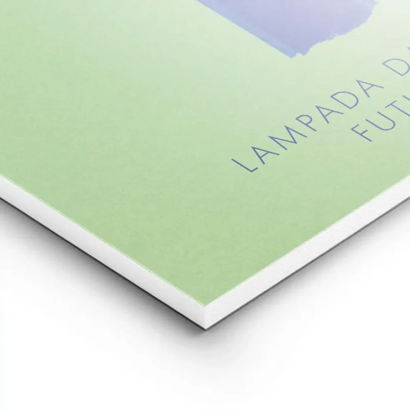 affiche abstraite dune lampe de table futuriste bleue sur fond vert style dani k lightpanel.webp