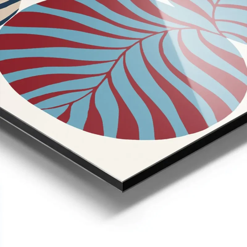 affiche abstraite et audacieuse avec motif zebre tons bleus rouges et beiges typ aluminium.webp