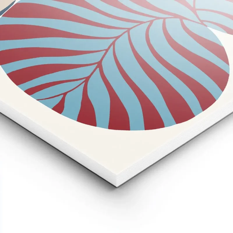affiche abstraite et audacieuse avec motif zebre tons bleus rouges et beiges typ lightpanel.webp