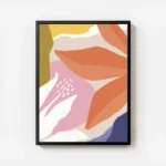 affiche abstraite et coloree de fleurs graphiques aux couleurs vives avec cadre.webp