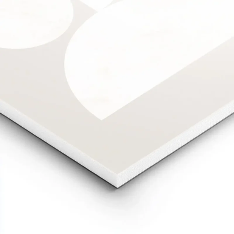 affiche abstraite geometrique avec des formes blanches et beiges lightpanel.webp
